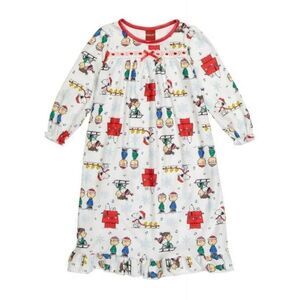 Peanuts Snoopy Charlie Brown Kids Girls 8 Holiday Flannel Nightgown